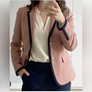 J. Crew Schoolboy Blazer/ coats Tipped Wool
Color: Mauve/ Navy size: 6